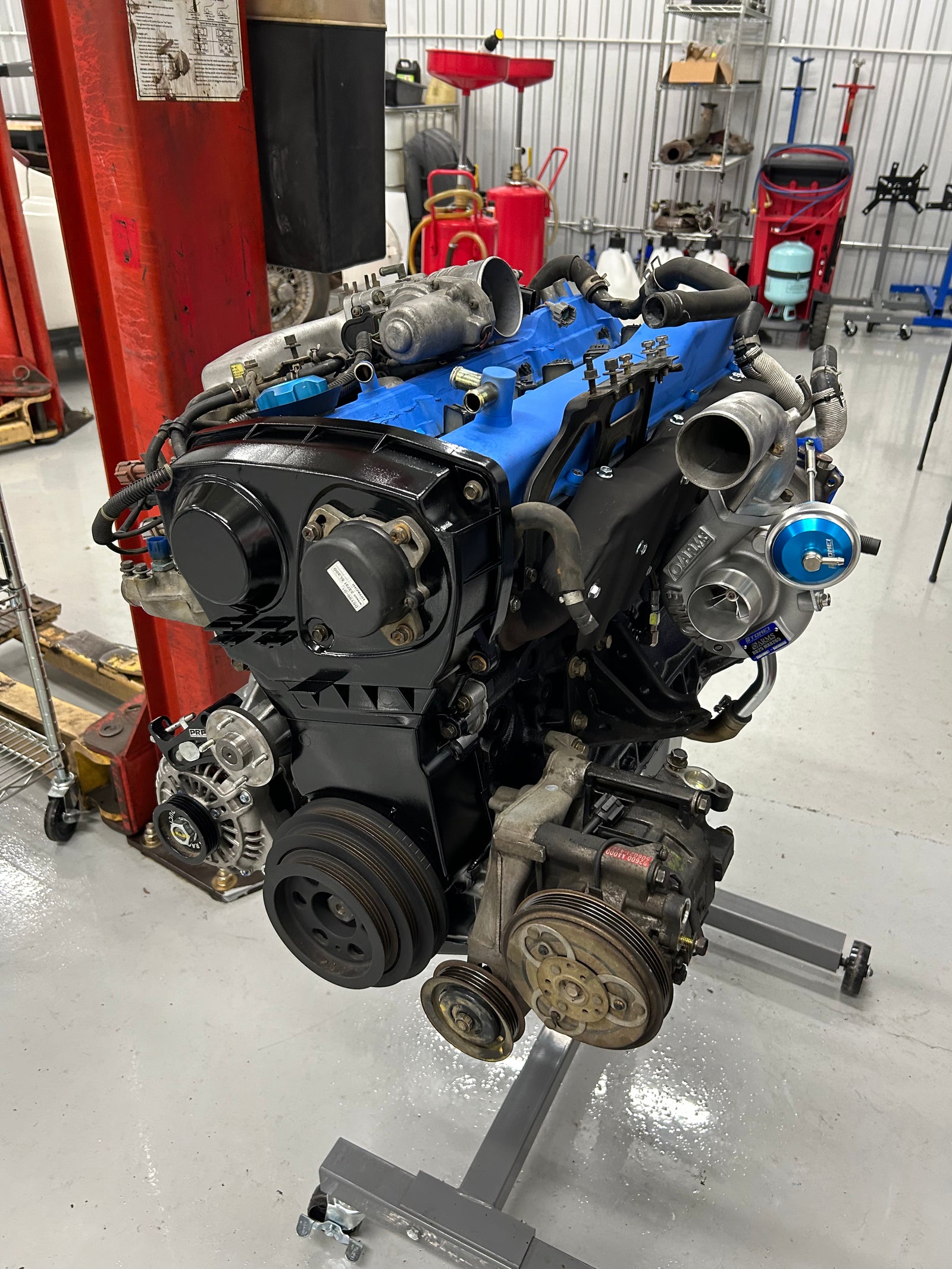 RB26 engine assembly in the workshop